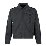 6021658637155,6021658637156,6021658637157, Cross Detail Workwear Jacket