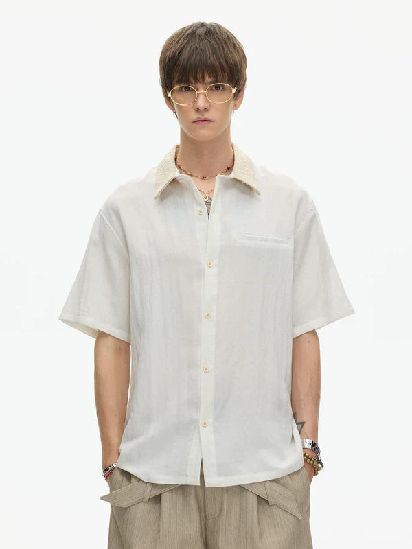 Cuban Collar Knit Short-Sleeve Shirt 4