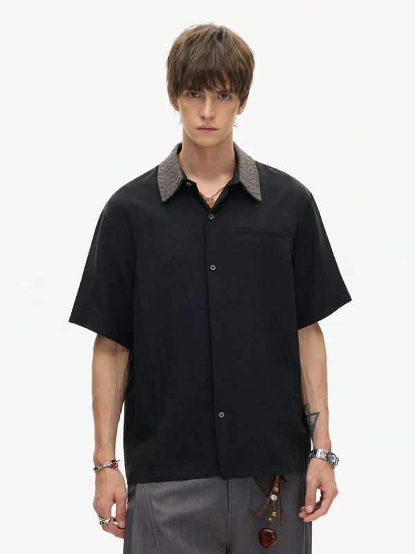 Cuban Collar Knit Short-Sleeve Shirt 5