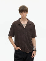 Cuban Collar Knitted Short-Sleeve Cardigan 2