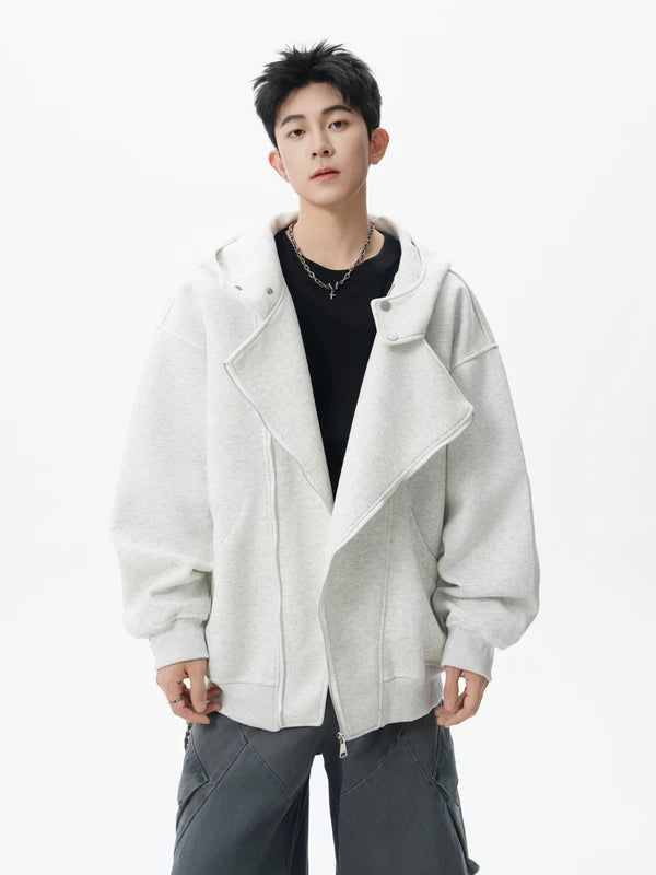 Deconstructed Heavyweight Asymmetrical Zip Hoodie 4