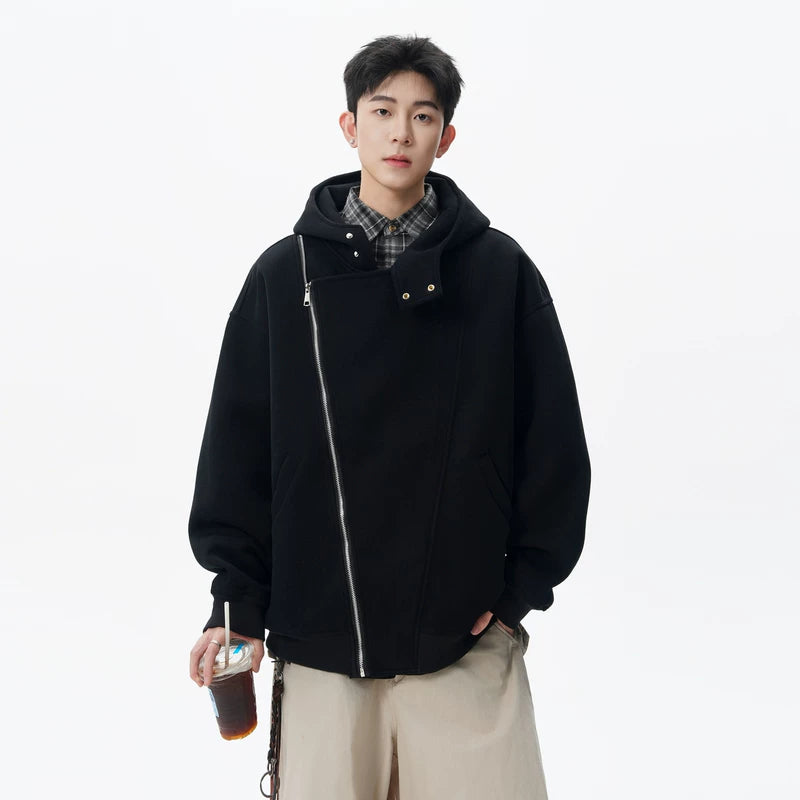 6024688488336,6024688488337,6024688488338,6024688488339, Deconstructed Heavyweight Asymmetrical Zip Hoodie