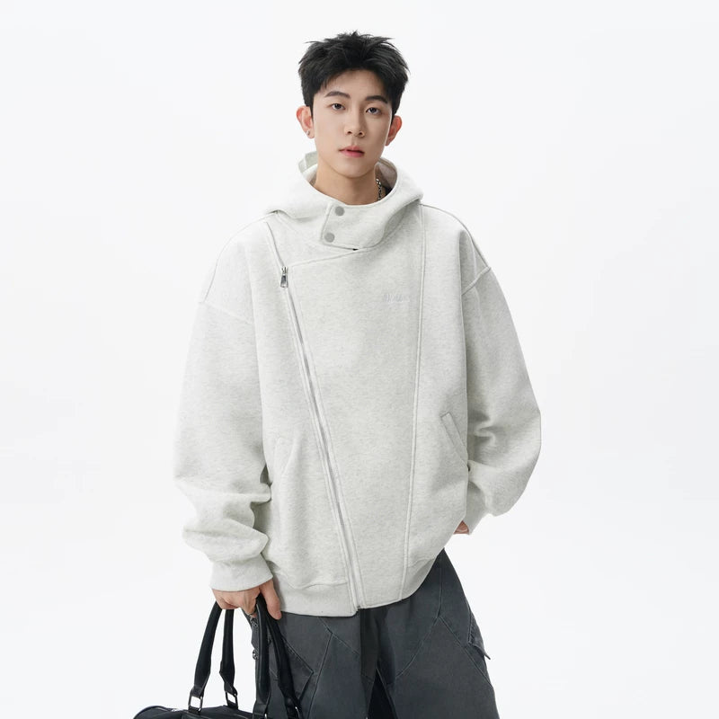 6024688488341,6024688488342,6024688488343,6024688488344, Deconstructed Heavyweight Asymmetrical Zip Hoodie