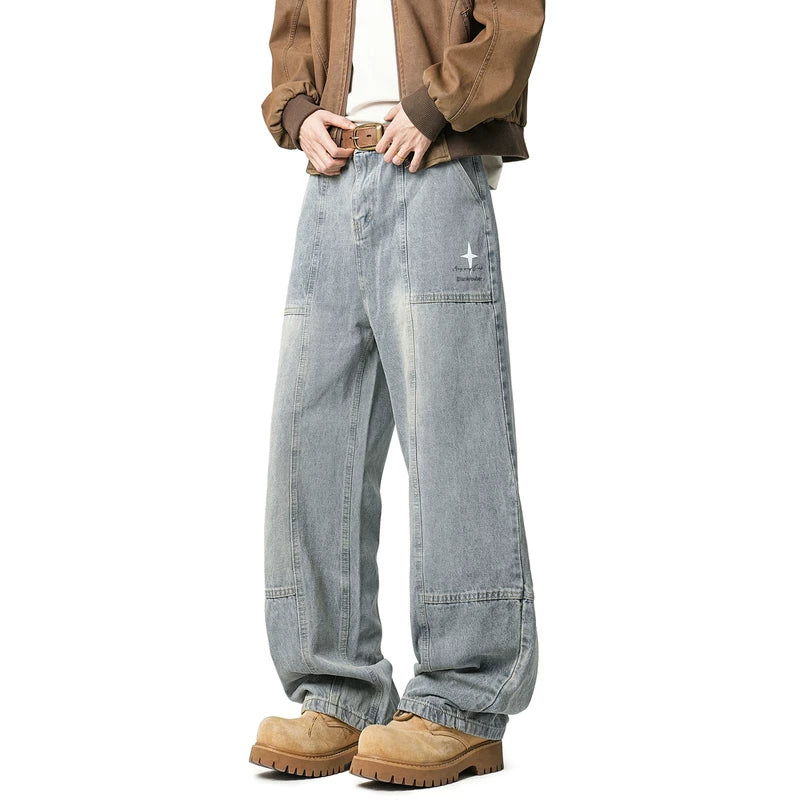 6035265773367,6035265773368,6035265773369,6035265773370,6035265773371, Deconstructed Patchwork Wide-Leg Denim Pants