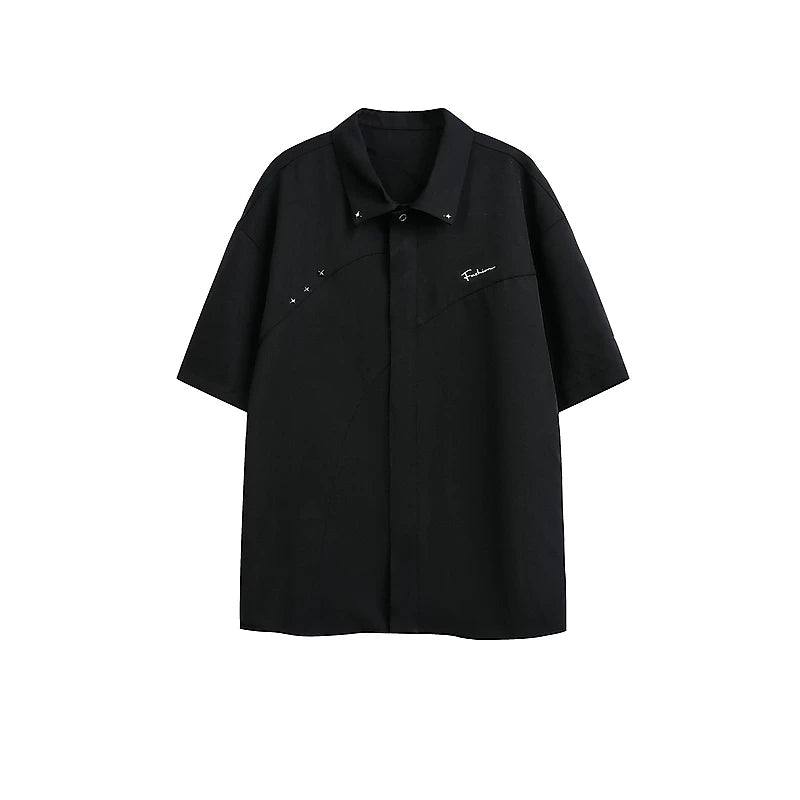 6024280285149,6024280285150,6024280285151,6024280285152, Deconstructed Short-Sleeve Button-Up Shirt