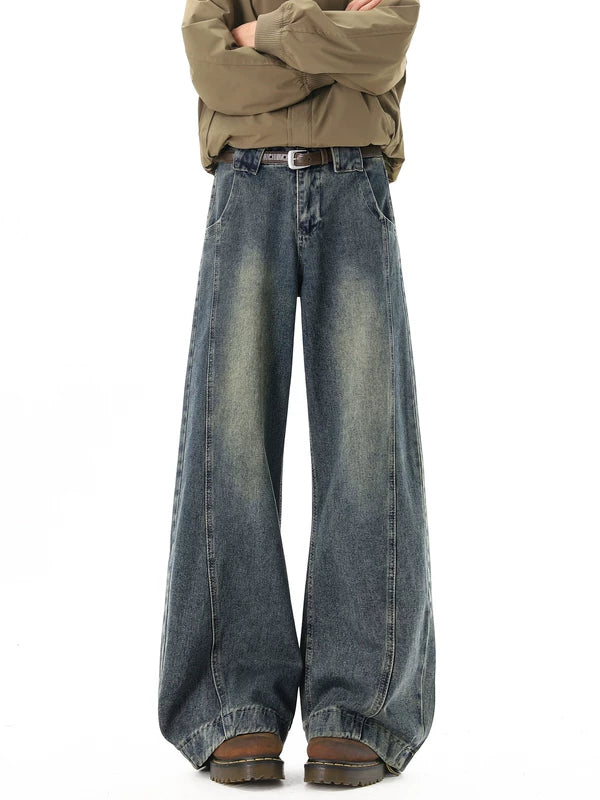 Deconstructed Wide Leg Patchwork Jeans Pants 3
