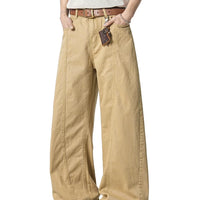 Deconstructed Wide Leg Straight Pants