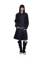 Denim Peter Pan Collar Jacket and Skirt 3