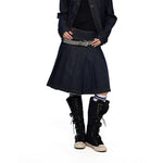 6187928035554,6187928035555,6187928035556, Denim Peter Pan Collar Jacket and Skirt