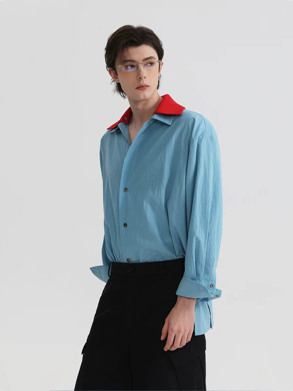 Detachable Double Collar Button-Up Shirt 3