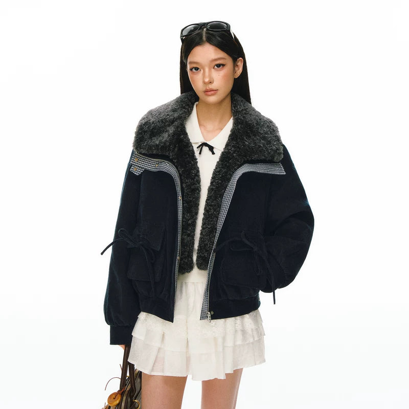 ,1627207:74020536,6165638219446,1627207:74020536,6165638219445,1627207:74020536,6165638219444,1627207:74020536,6165638219443,6165638219446,6165638219445,6165638219444,6165638219443, Detachable Faux Fur Collar Cotton Jacket