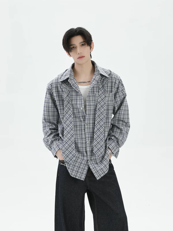 Detachable Hood Plaid Long-Sleeve Shirt 2