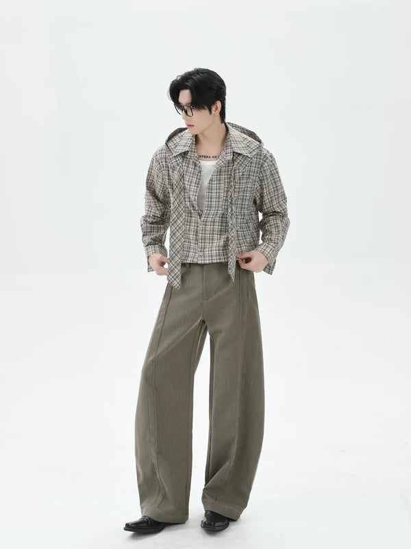 Detachable Hood Plaid Long-Sleeve Shirt 5