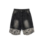 5733412224947,5733412224948,5733412224949,5733412224950, Distressed Camouflage Patchwork Denim Capri Pants