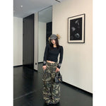 Distressed Camouflage Wide Leg Cargo Pants 2