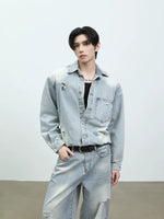 Distressed Denim Jacket and Wide-Leg Pants Set 5