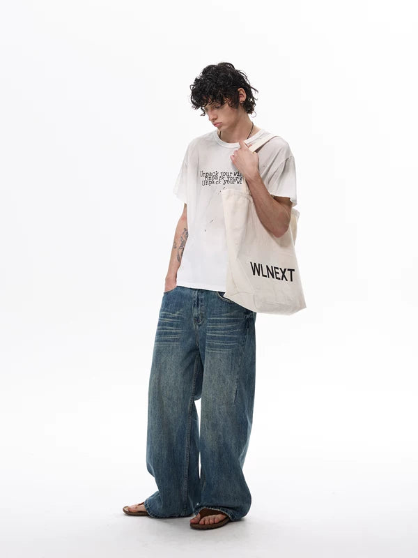 Distressed Graphic Letter Print Short Sleeve T-Shirt 2