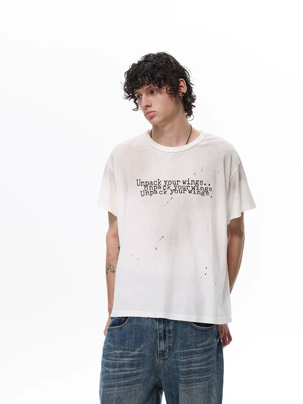 Distressed Graphic Letter Print Short Sleeve T-Shirt 4