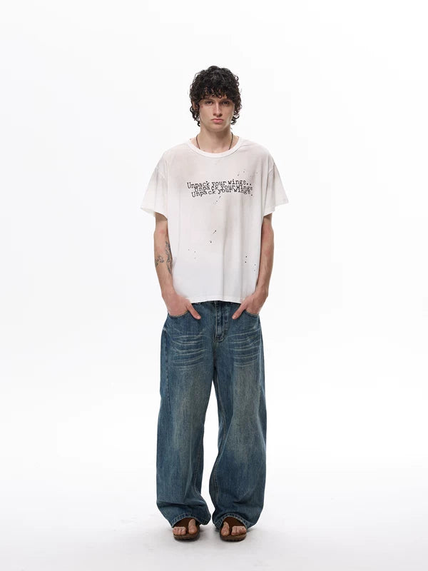 Distressed Graphic Letter Print Short Sleeve T-Shirt 5