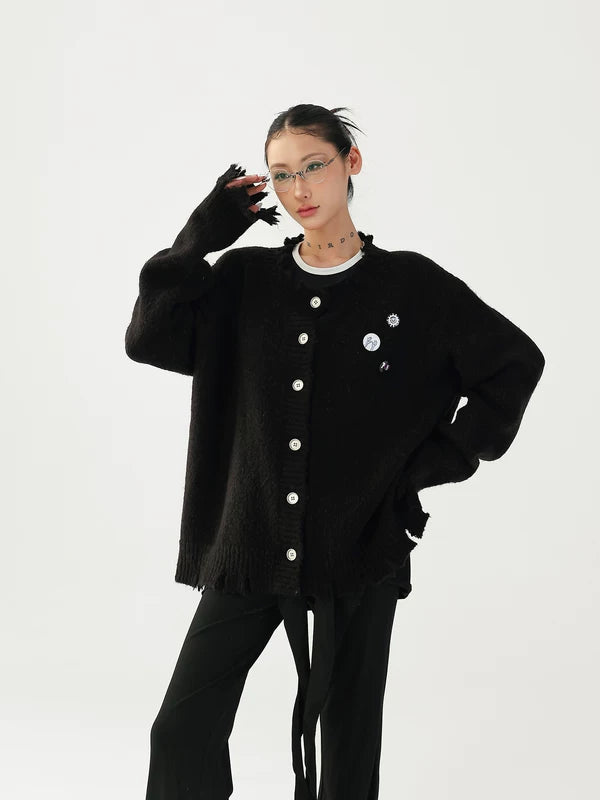 alt_id_190392092, Distressed Knit Button-Up Cardigan Sweater