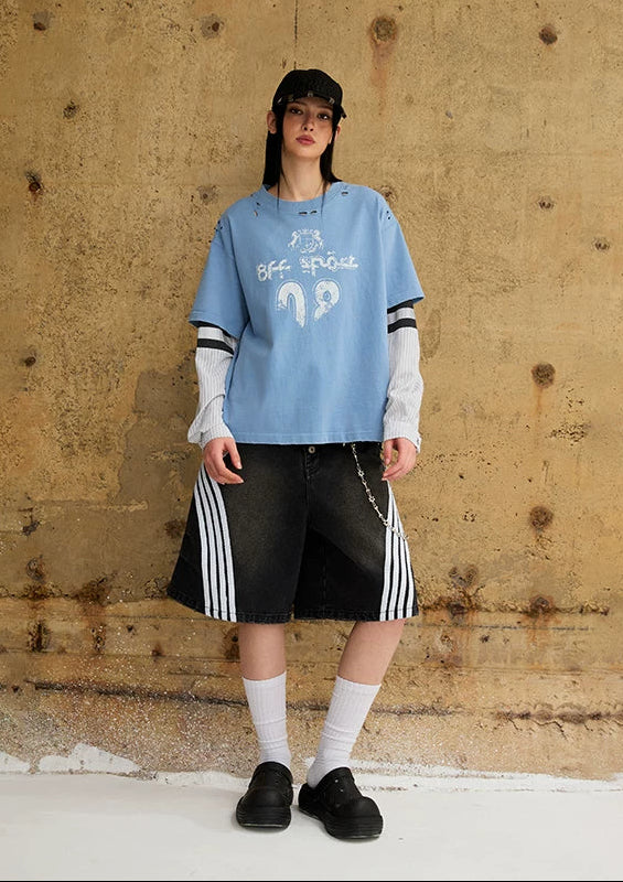 Distressed Layered Street Graphic T-Shirt 3