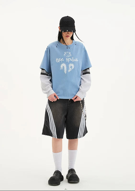 Distressed Layered Street Graphic T-Shirt 5