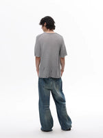 Distressed Linen Blend Short Sleeve Sweater 2