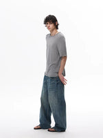 Distressed Linen Blend Short Sleeve Sweater 3