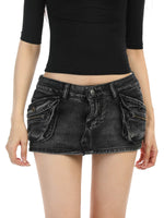 ,6186346975742,6186346975743,6186346975744,6187260451333, Distressed Multi-Pocket Denim Mini Skirt
