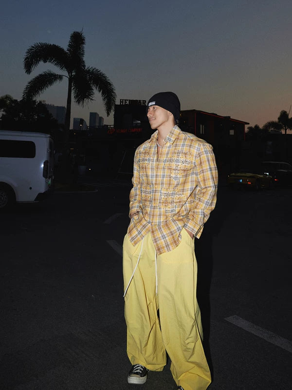 Distressed Plaid Long-Sleeve Casual Shirt 2