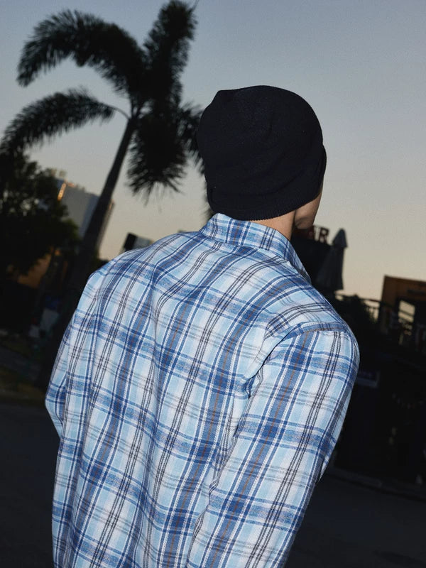 Distressed Plaid Long-Sleeve Casual Shirt 5