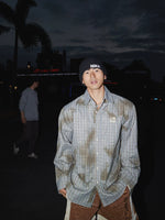 Distressed Plaid Long-Sleeve Shirt Jacket 1