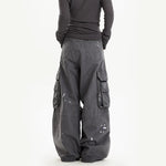 alt_id_7914932578, Distressed Plaid Patchwork Wide Leg Cargo Pants