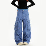 alt_id_2456414118, Distressed Plaid Patchwork Wide Leg Cargo Pants