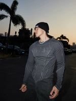 Distressed Ribbed Slim Fit Long Sleeve T-Shirt 3