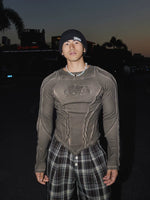 Distressed Ribbed Slim Fit Long Sleeve T-Shirt 4