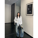 Distressed Ripped Straight-Leg Wide-Leg Jeans Pants 2