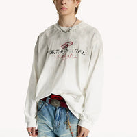 Distressed Washed Graphic Long Sleeve T-Shirt