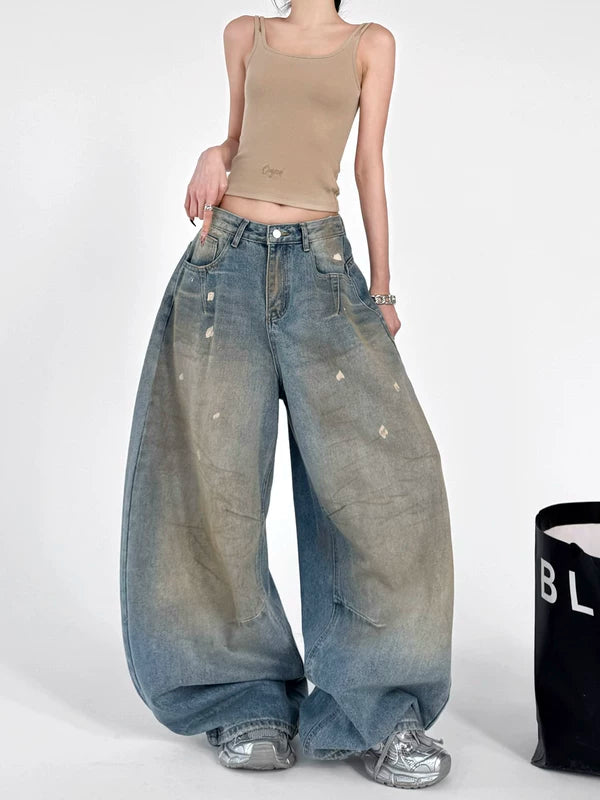 Distressed Wide Leg Baggy Denim Pants 2