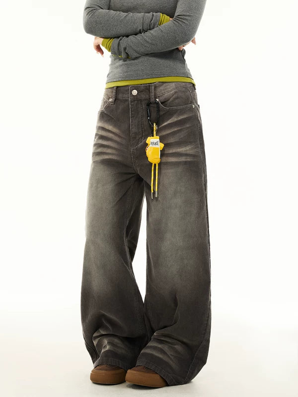 Distressed Wide Leg Corduroy Cargo Pants 2