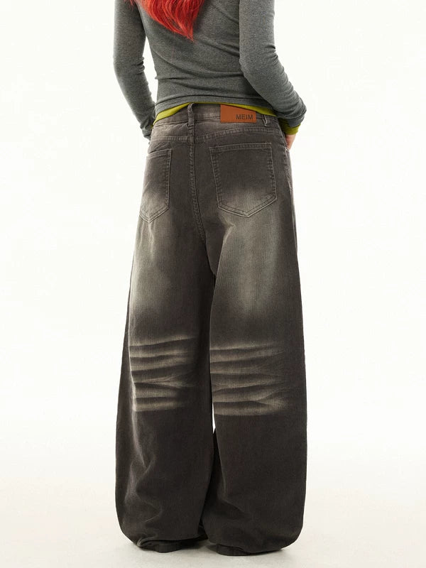 Distressed Wide Leg Corduroy Cargo Pants 4