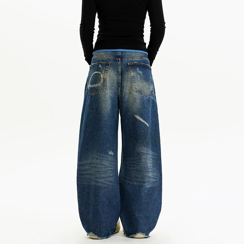 Distressed Wide Leg Denim Pants 4