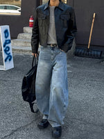 Distressed Wide Leg Loose Fit Jeans Pants 3