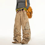 Distressed Wide Leg Ripped Denim Pants 4