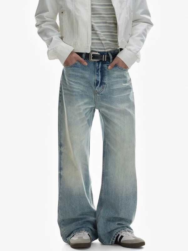 Distressed Wide-Leg Straight Fit Jeans Pants 2