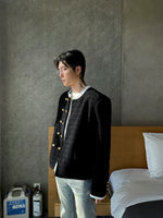 Double-Breasted Collarless Tweed Jacket 2