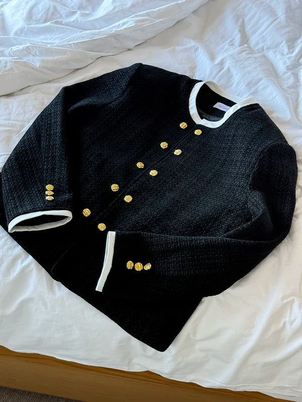 ,6034432329581,6034432329582,6034432329583, Double-Breasted Collarless Tweed Jacket