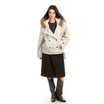 Double-Breasted Hooded Winter Coat with Fur 3