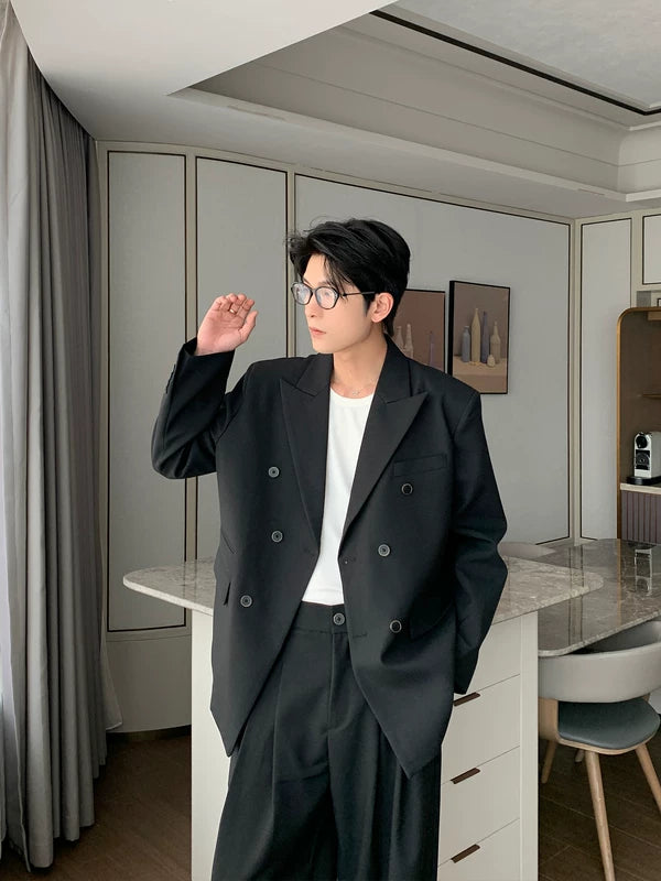 Double-Breasted Linen Suit Jacket and Pants 2