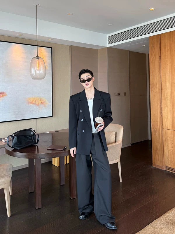 Double-Breasted Loose Fit Suit Jacket 3